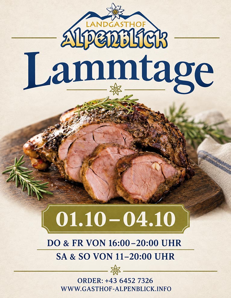 Lammtage 2026 - Gasthof Alpenblick in Altenmarkt im Pongau